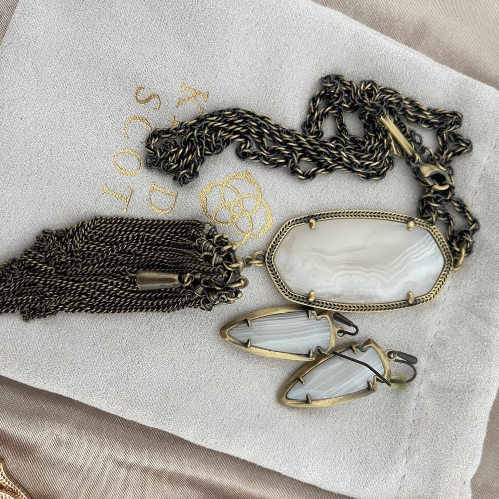 Elegant Gold and Silver Necklace and Earring Set vintage gold